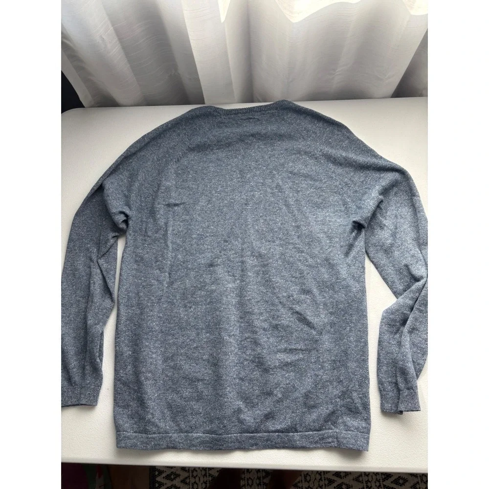 Prana Mens Blue Heather Crew Neck Organic Cotton Blend Knit Sweater - Medium
